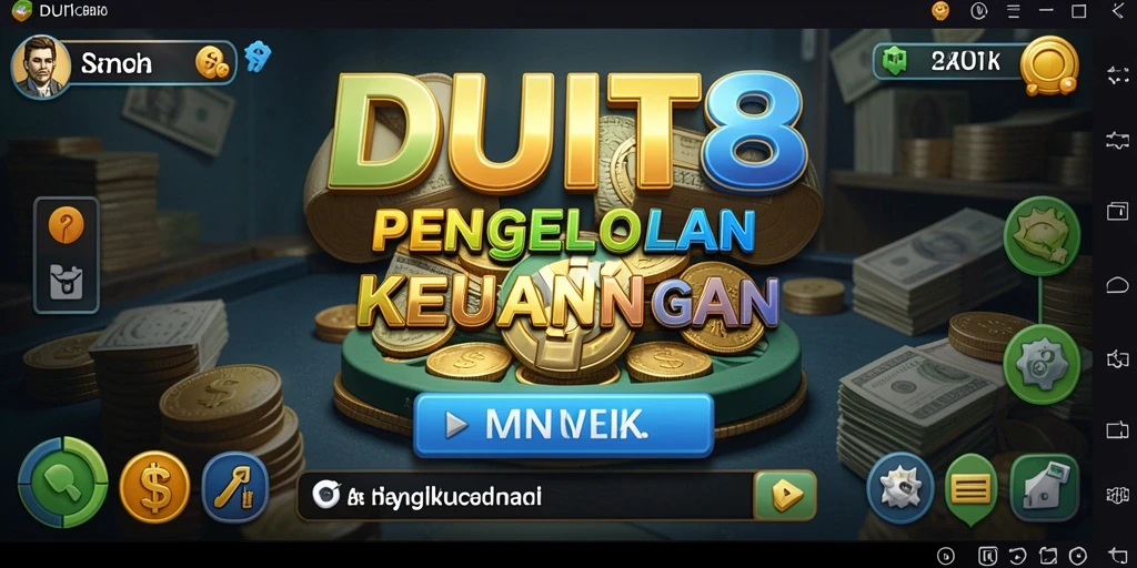 Tampilan gameplay DUIT8 yang menarik dan edukatif dalam simulasi keuangan.