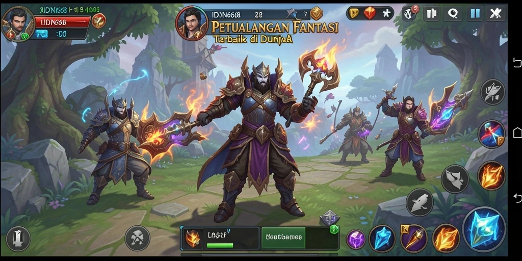 Tangkapan layar IDN668 menampilkan pertarungan sengit di dunia fantasi.
