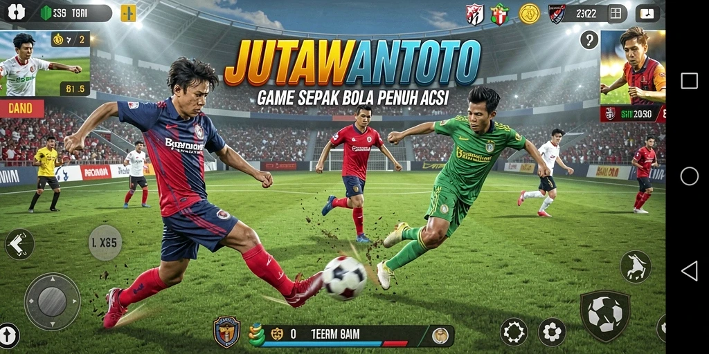Tampilan gameplay JUTAWANTOTO yang mendebarkan dalam pertandingan sepak bola.