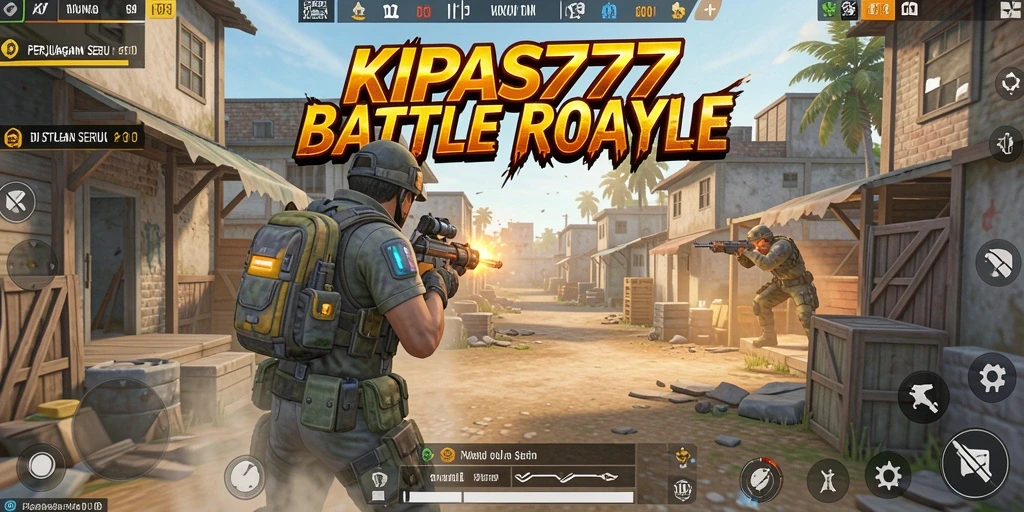 Screenshot gameplay KIPAS777 menampilkan aksi seru dalam pertandingan Battle Royale.