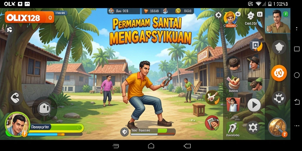 Tampilan menarik dari gameplay OLX128 yang penuh warna.