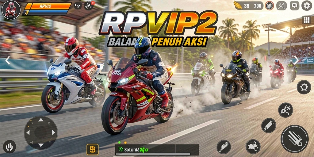 Tampilan menarik dari gameplay RPVIP2 dalam balapan motor.
