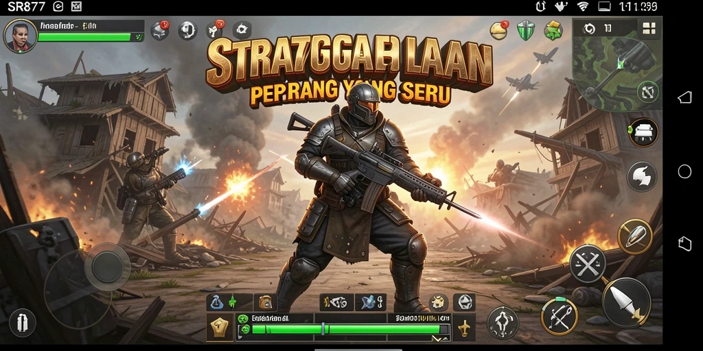 Screenshot gameplay SR877 menampilkan pertempuran strategis yang mendebarkan.