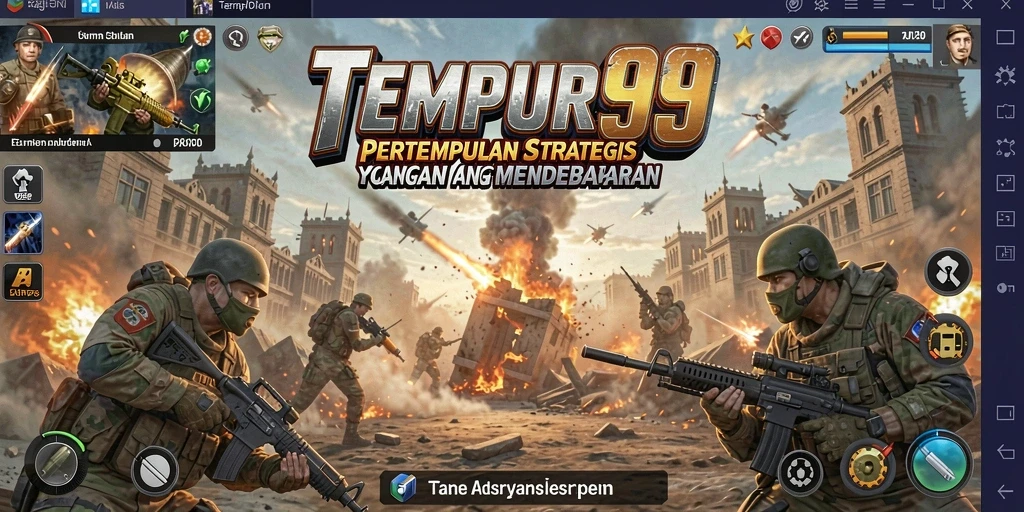 Tangkapan layar utama TEMPUR99 menampilkan pertempuran taktis yang seru dan mendebarkan.
